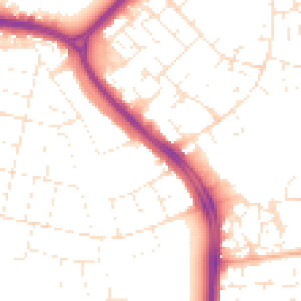 Daytime road noise heatmap for SN3 1AL