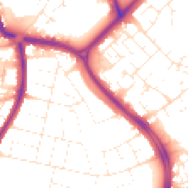 Daytime road noise heatmap for SN3 1AN