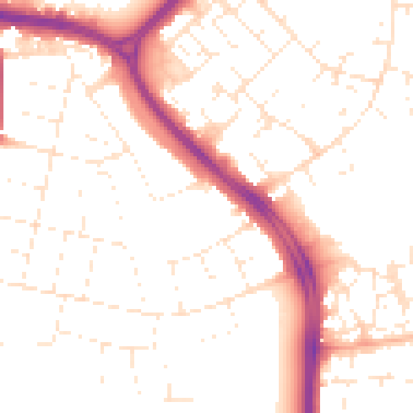 Daytime road noise heatmap for SN3 1AQ