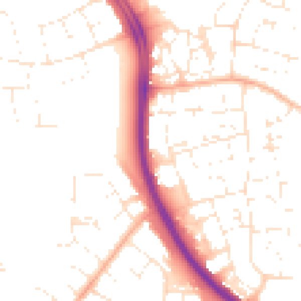 Daytime road noise heatmap for SN3 1AU