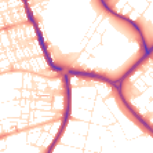Daytime road noise heatmap for SN3 1AW