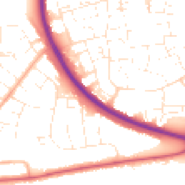 Daytime road noise heatmap for SN3 1AX