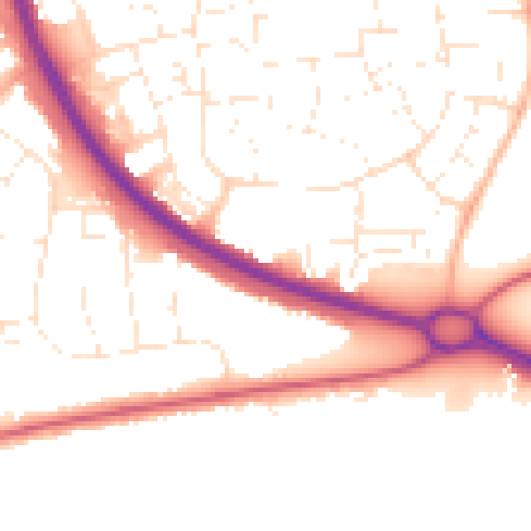 Daytime road noise heatmap for SN3 1AY