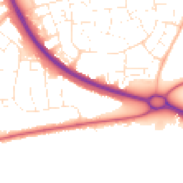 Daytime road noise heatmap for SN3 1AZ