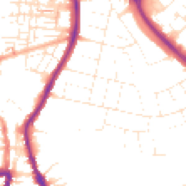 Daytime road noise heatmap for SN3 1BJ