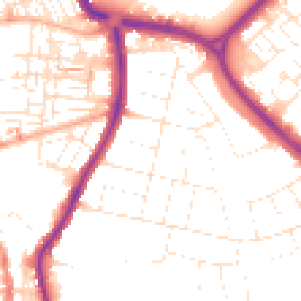 Daytime road noise heatmap for SN3 1BN