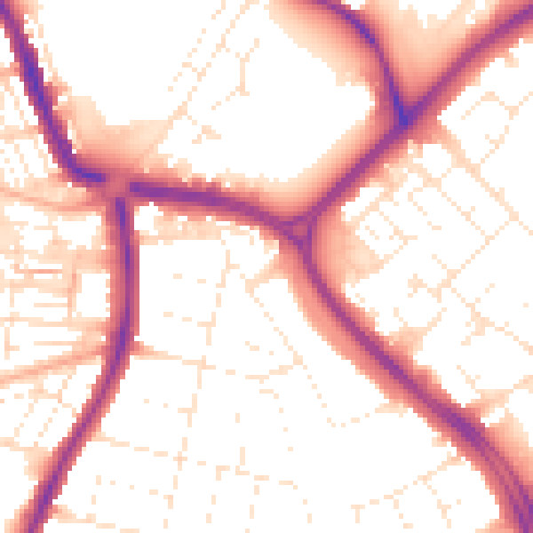 Daytime road noise heatmap for SN3 1BQ
