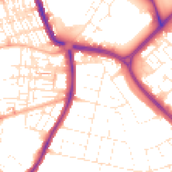 Daytime road noise heatmap for SN3 1BS