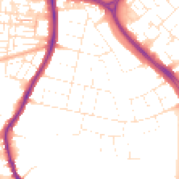 Daytime road noise heatmap for SN3 1DA
