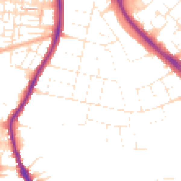 Daytime road noise heatmap for SN3 1DD