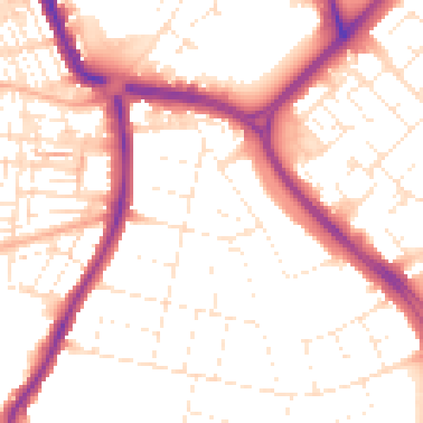 Daytime road noise heatmap for SN3 1DE