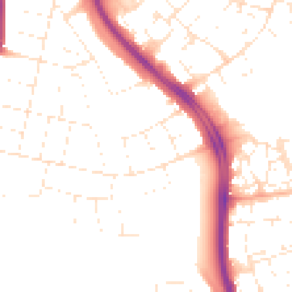 Daytime road noise heatmap for SN3 1DY