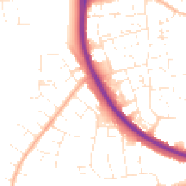 Daytime road noise heatmap for SN3 1JQ