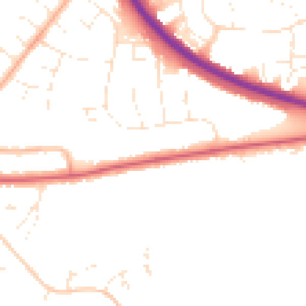 Daytime road noise heatmap for SN3 1NN