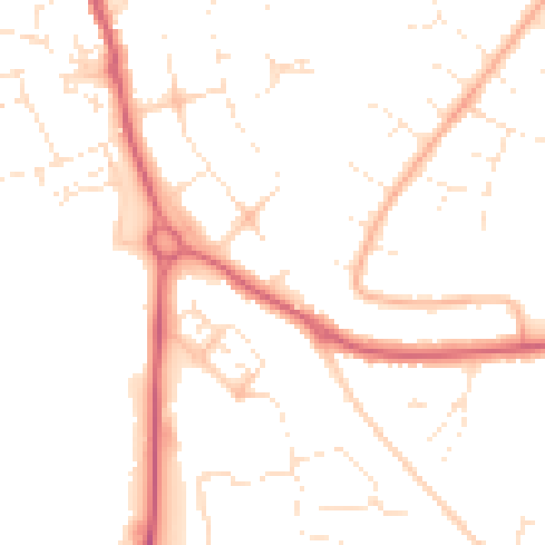 Daytime road noise heatmap for SN3 1PW