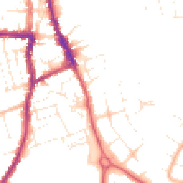 Daytime road noise heatmap for SN3 1QW