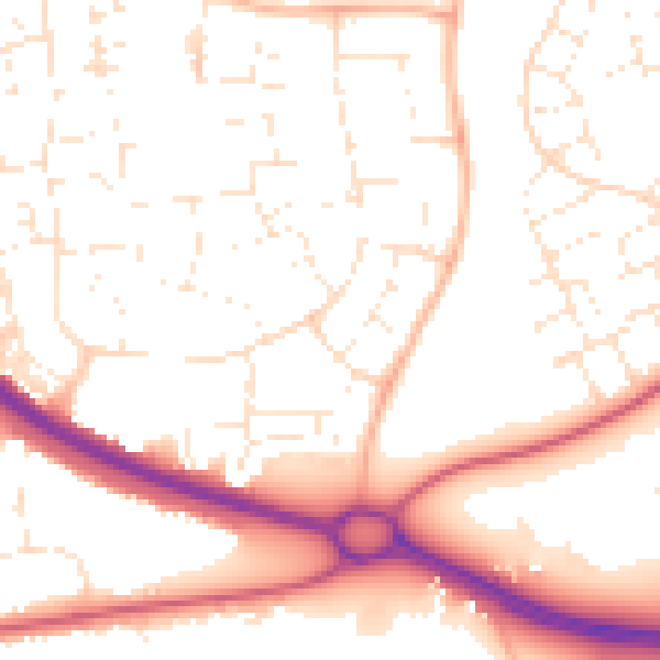 Daytime road noise heatmap for SN3 2BA