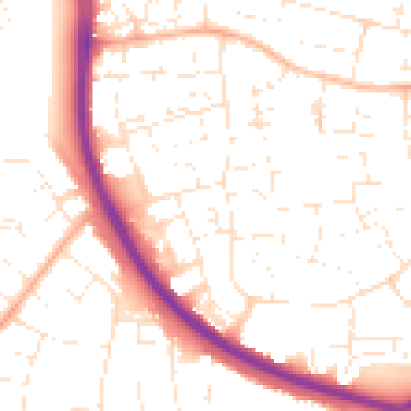 Daytime road noise heatmap for SN3 2BP