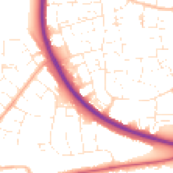 Daytime road noise heatmap for SN3 2BY
