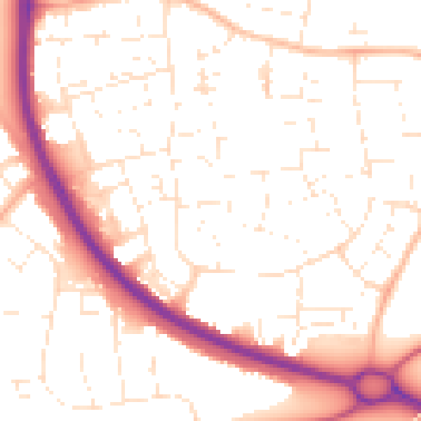 Daytime road noise heatmap for SN3 2DE