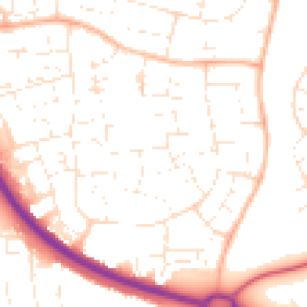 Daytime road noise heatmap for SN3 2DJ