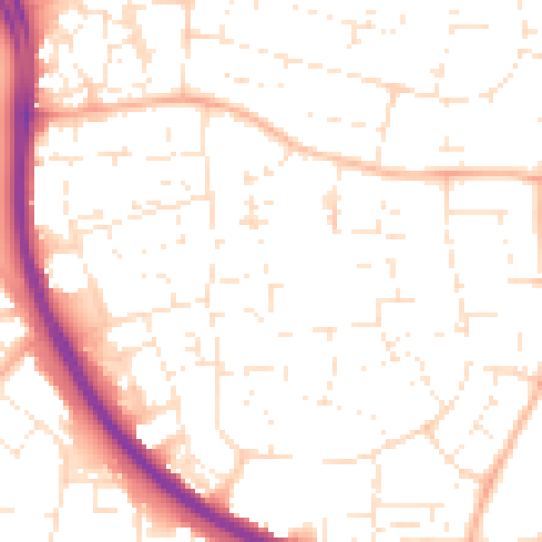 Daytime road noise heatmap for SN3 2FN
