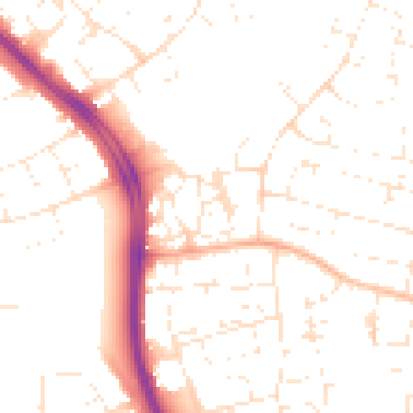 Daytime road noise heatmap for SN3 2GX