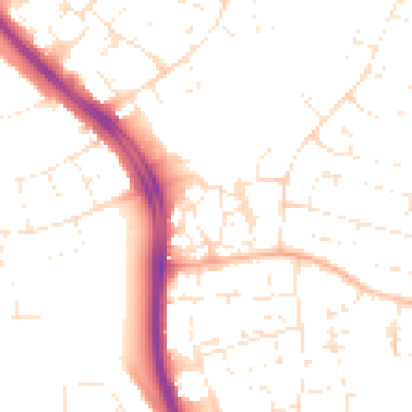 Daytime road noise heatmap for SN3 2GZ