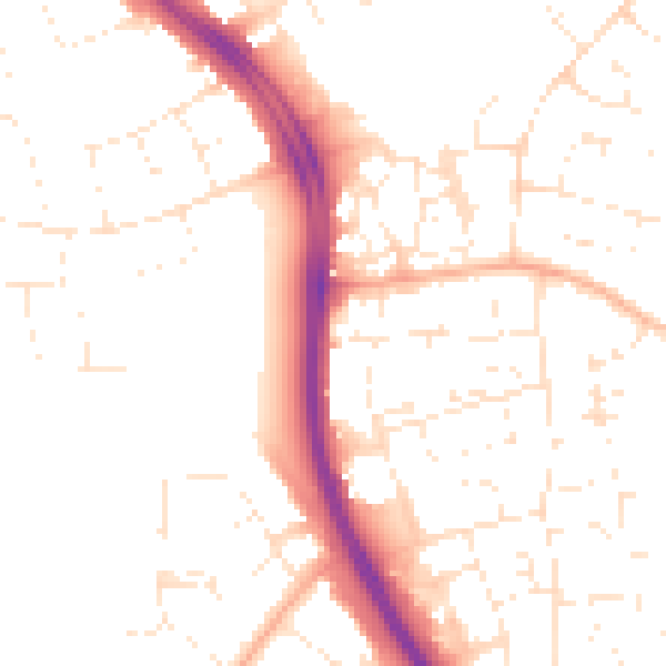 Daytime road noise heatmap for SN3 2HJ