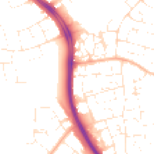 Daytime road noise heatmap for SN3 2HS