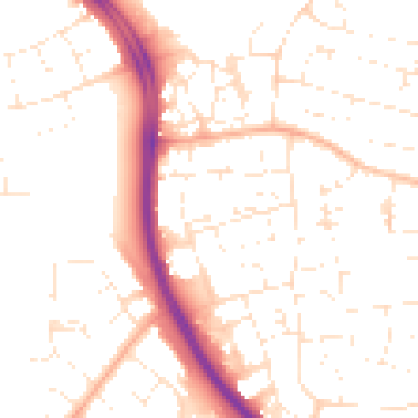 Daytime road noise heatmap for SN3 2HU