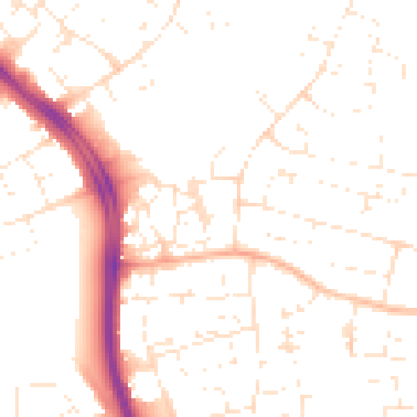 Daytime road noise heatmap for SN3 2JZ