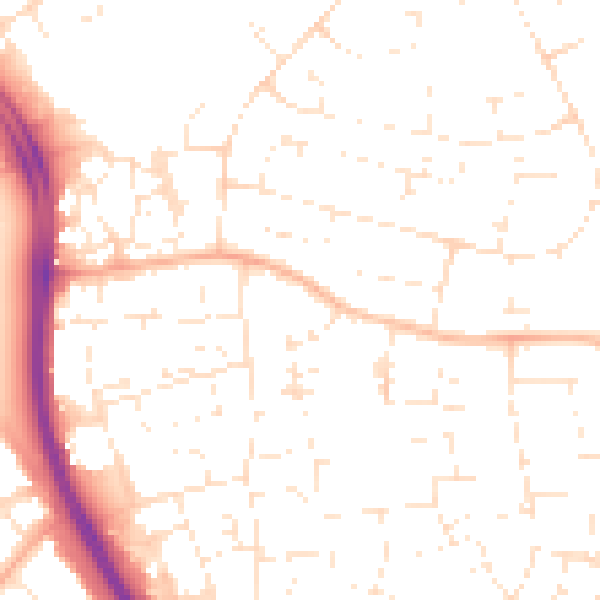 Daytime road noise heatmap for SN3 2LQ