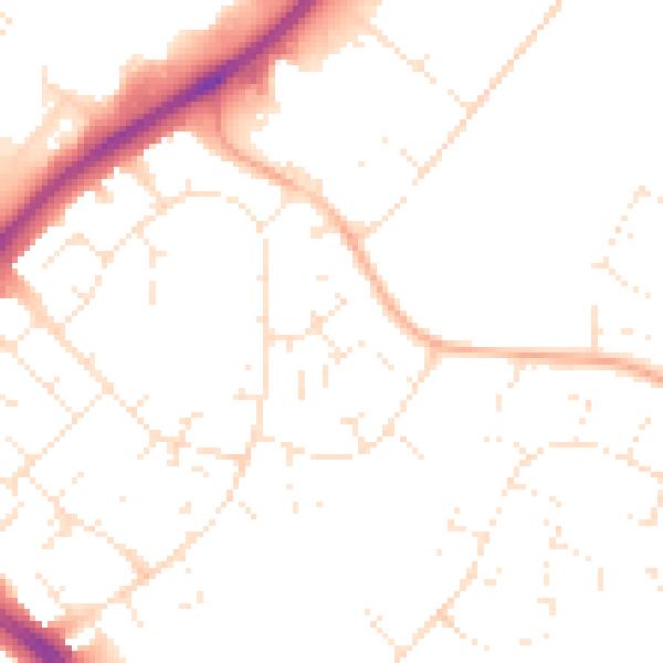 Daytime road noise heatmap for SN3 3DJ