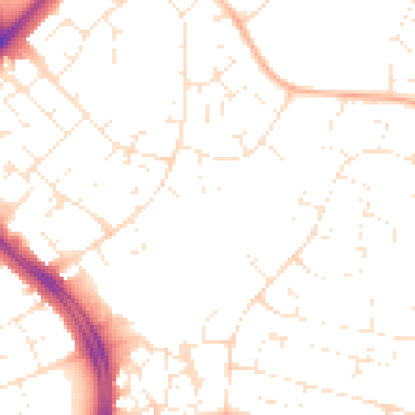 Daytime road noise heatmap for SN3 3EB