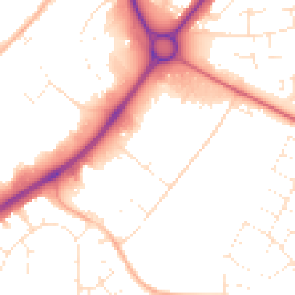 Daytime road noise heatmap for SN3 3JJ