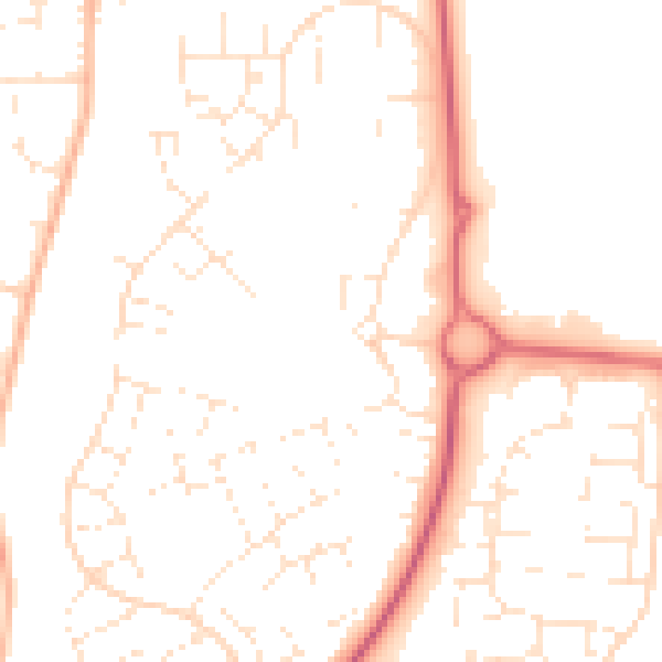 Daytime road noise heatmap for SN3 3SE