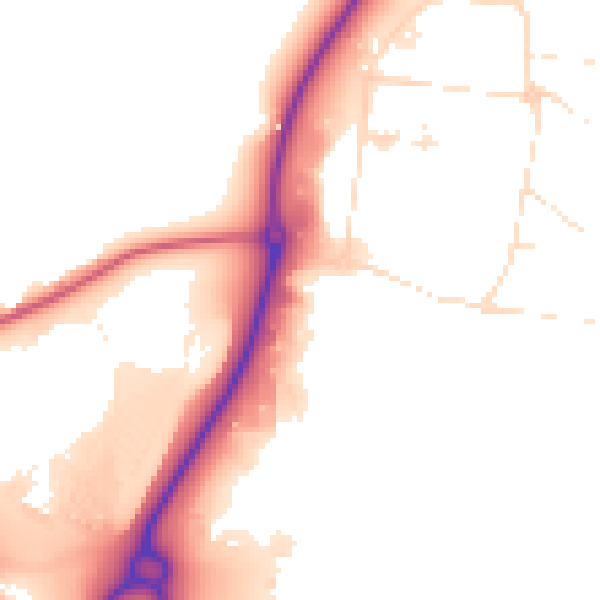 Daytime road noise heatmap for SN3 4DE