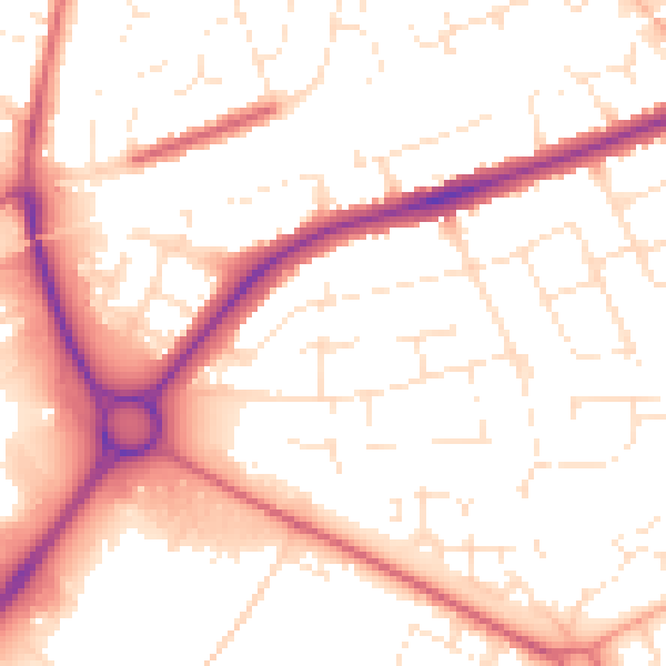 Daytime road noise heatmap for SN3 4DX