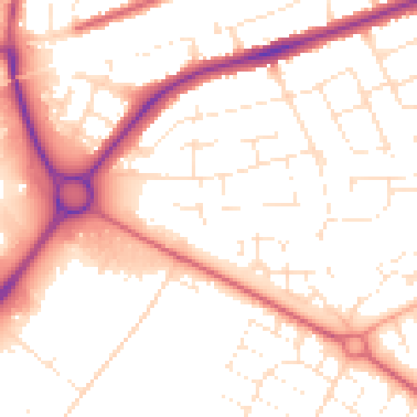 Daytime road noise heatmap for SN3 4EH