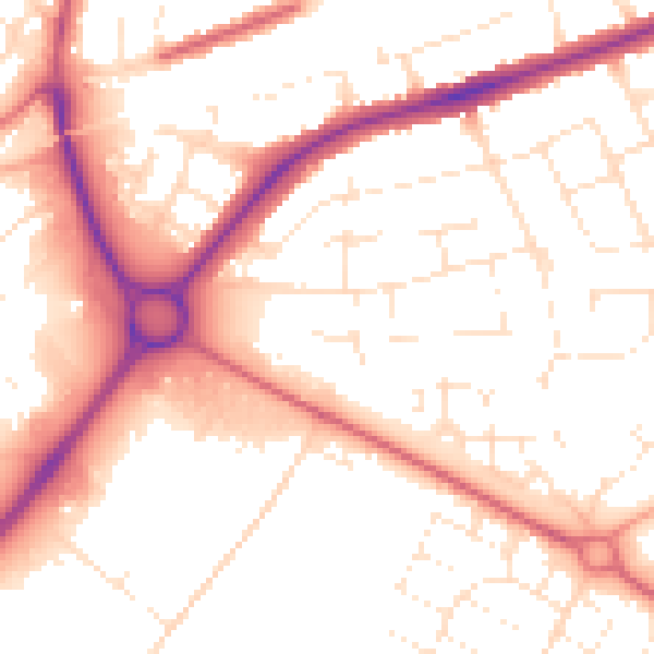 Daytime road noise heatmap for SN3 4EJ