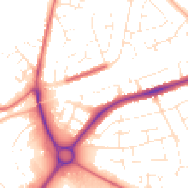 Daytime road noise heatmap for SN3 4FJ