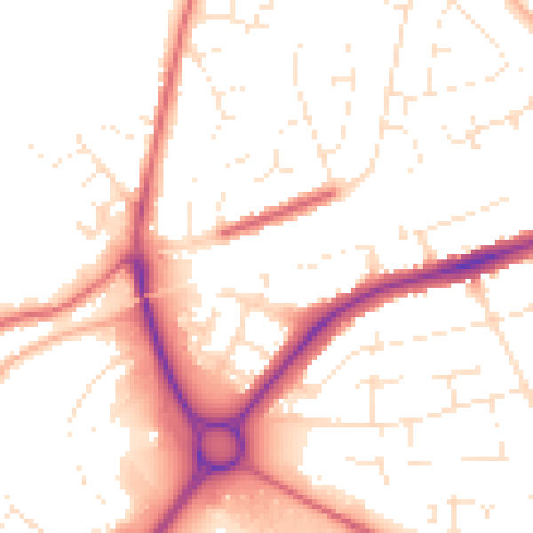 Daytime road noise heatmap for SN3 4FQ