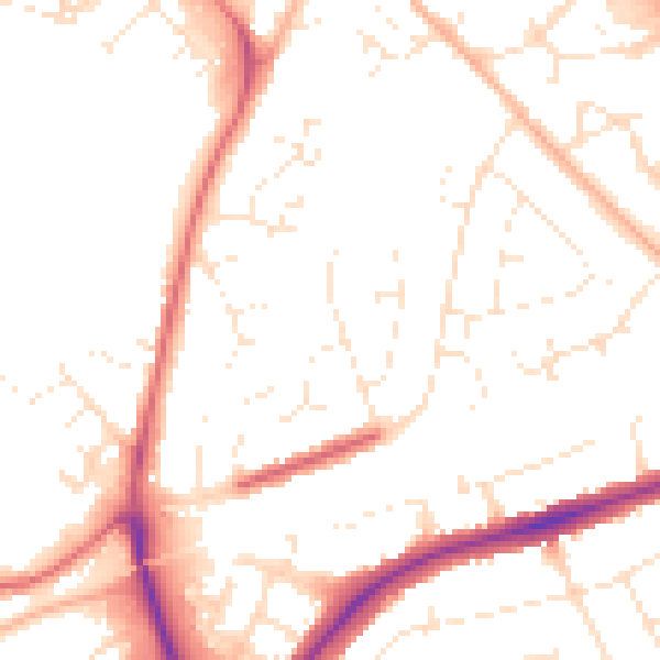 Daytime road noise heatmap for SN3 4JN