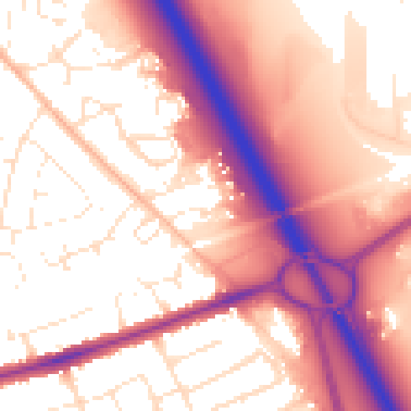 Daytime road noise heatmap for SN3 4LQ