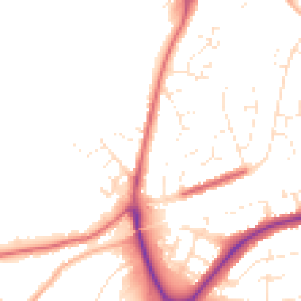 Daytime road noise heatmap for SN3 4PW