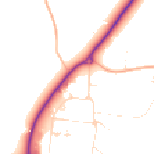 Daytime road noise heatmap for SN3 4SY