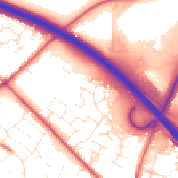 Daytime road noise heatmap for SN3 4UJ