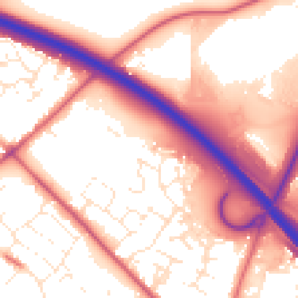 Daytime road noise heatmap for SN3 4UU