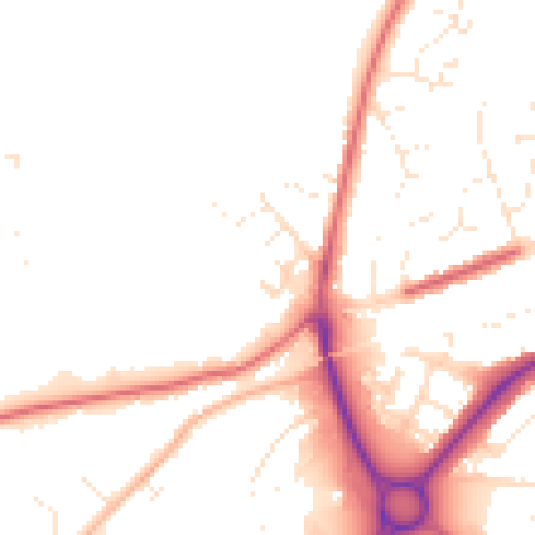 Daytime road noise heatmap for SN3 4WT